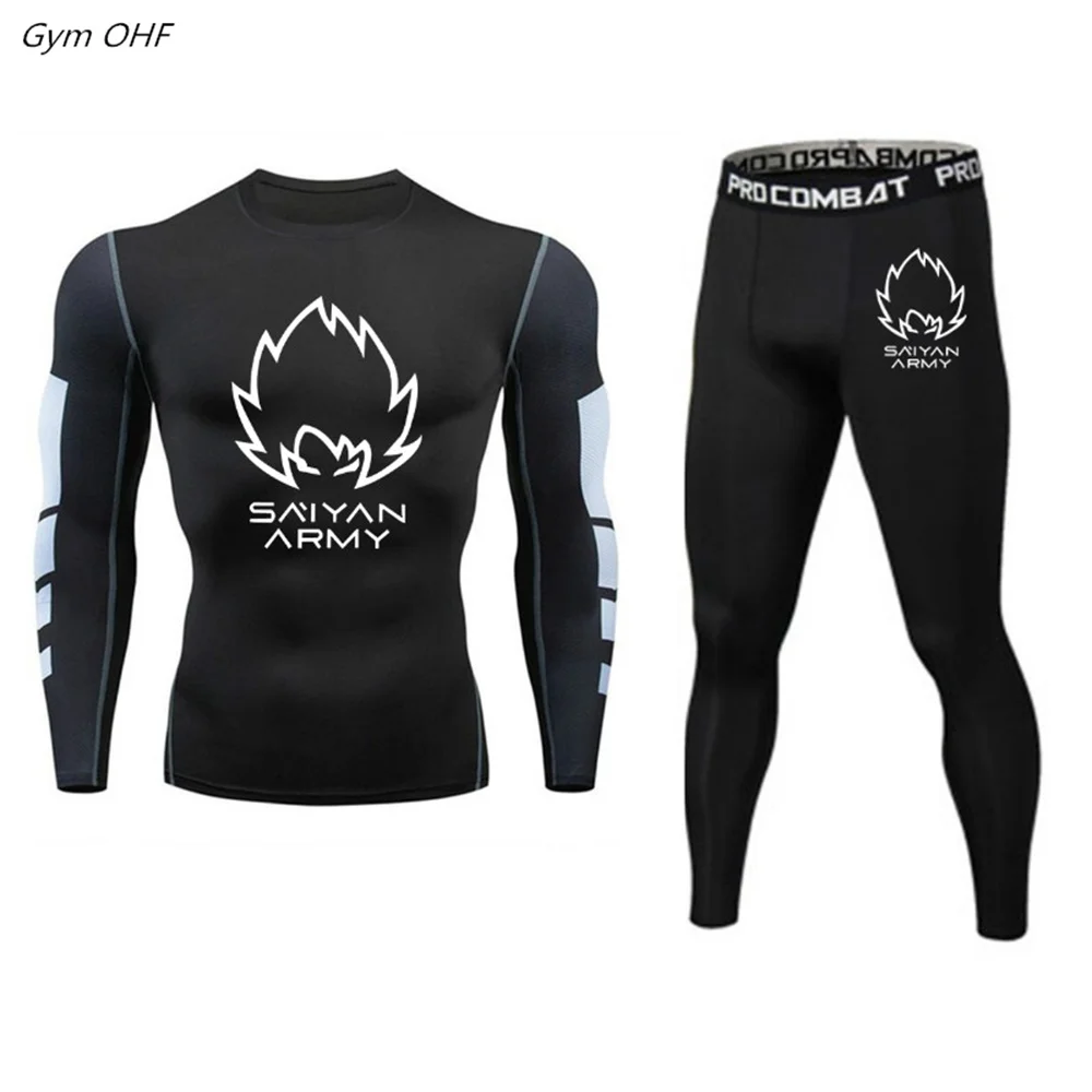 

Running Men's Tracksuit Training Fitness Sportswear Set Compression Leggings Sport Clothes Gym Tight Sweatpants Rash Guard Mma