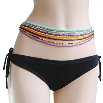 

1PCS New Double Bead Belly Waist Chains Women Sexy Bikini Beach Body Chain Strand Charms Vintage Waistband Bohemia Jewelry