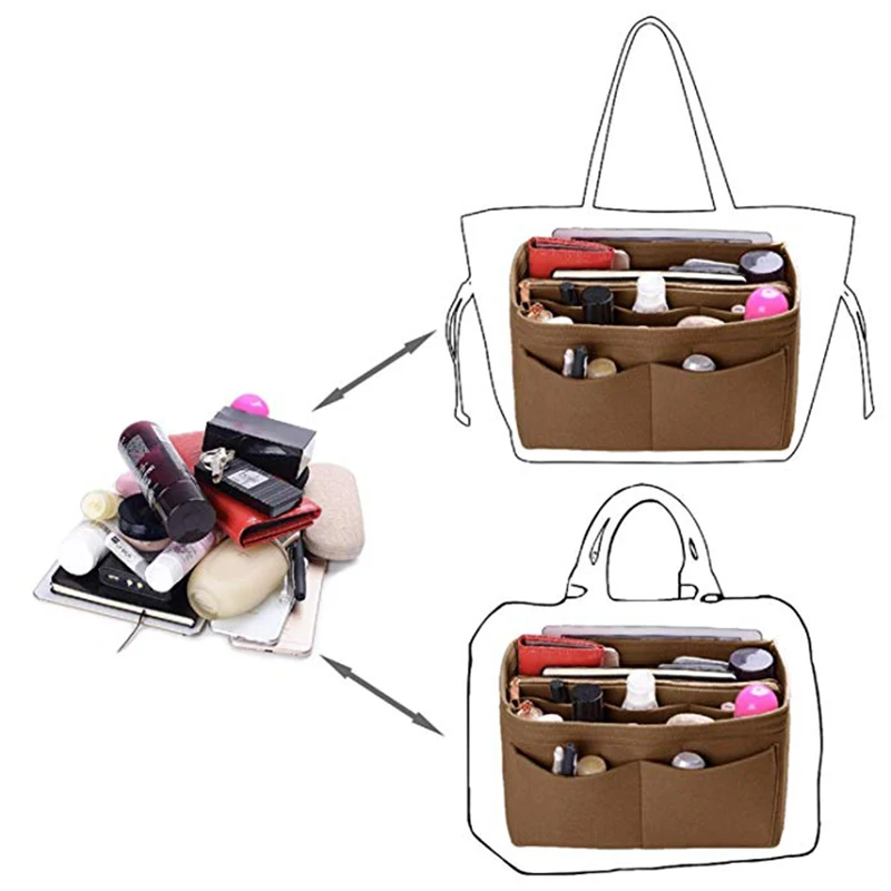 Home Storage Bag Purse Organizer Felt Insert Bag Makeup Organizer Inner Purse Portable Cosmetic Bags Storage Tote XL