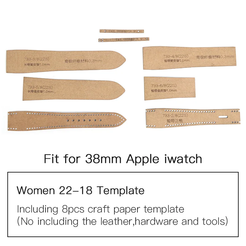 Women 22-18 Template WUTA кожаный ремесленный шаблон 1 Набор ремешок для часов Трафарет Шаблон 0,56 мм Толстая крафт-бумага DIY для женщин и мужчин наручные часы - Цвет: Women 22-18 Template