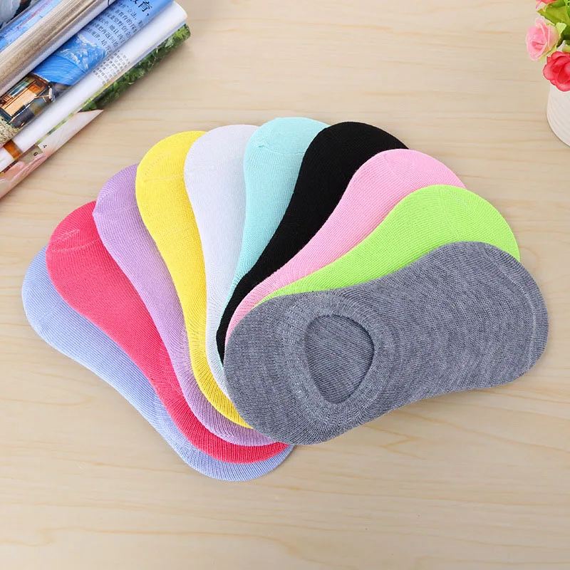 

5 pairs of candy color ladies socks cotton no show anti-slip short boat socks ladies invisible soft heart winter autumn