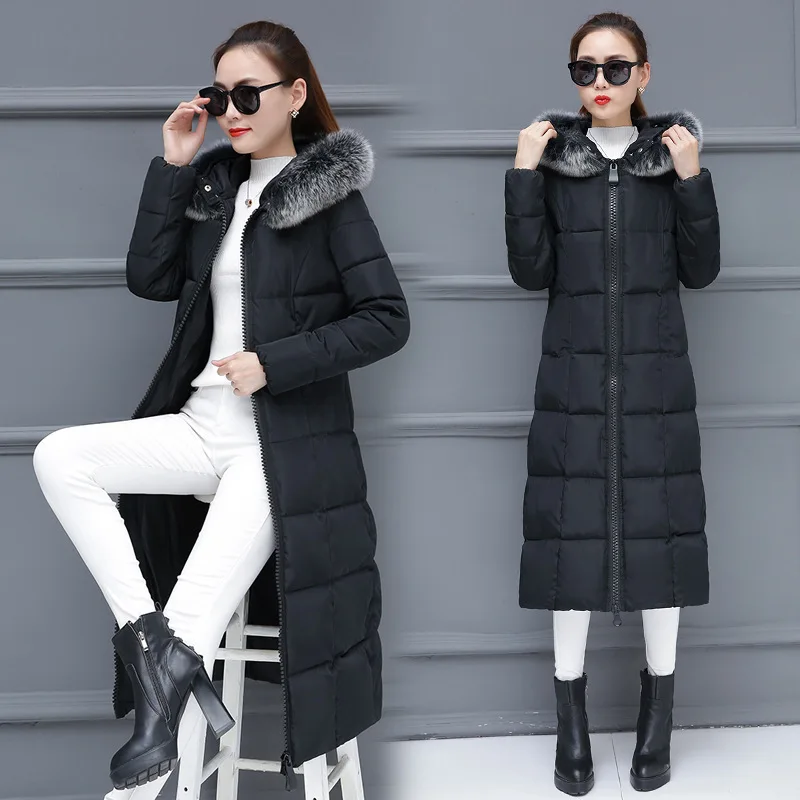 

Fur Hood Loose Winter Long Coat For Women Parka Feminina Plus Size Puffer Warm Jacket Female Harajuku Coats Outerwear Snow Wear