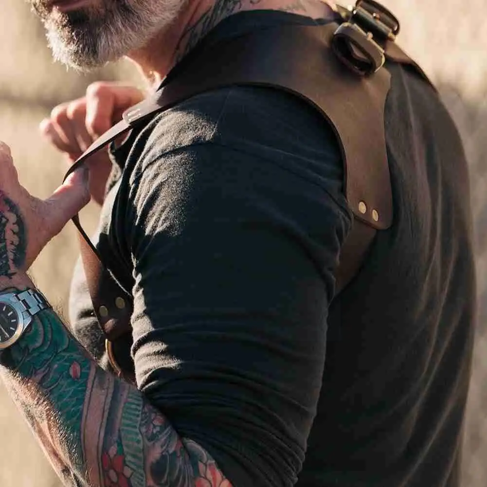 Vintage Leather Suspender Men Medieval Renaissance Suspensorio Apparel Shoulder Accessories Belt Strap Harness Chest Punk J9R7