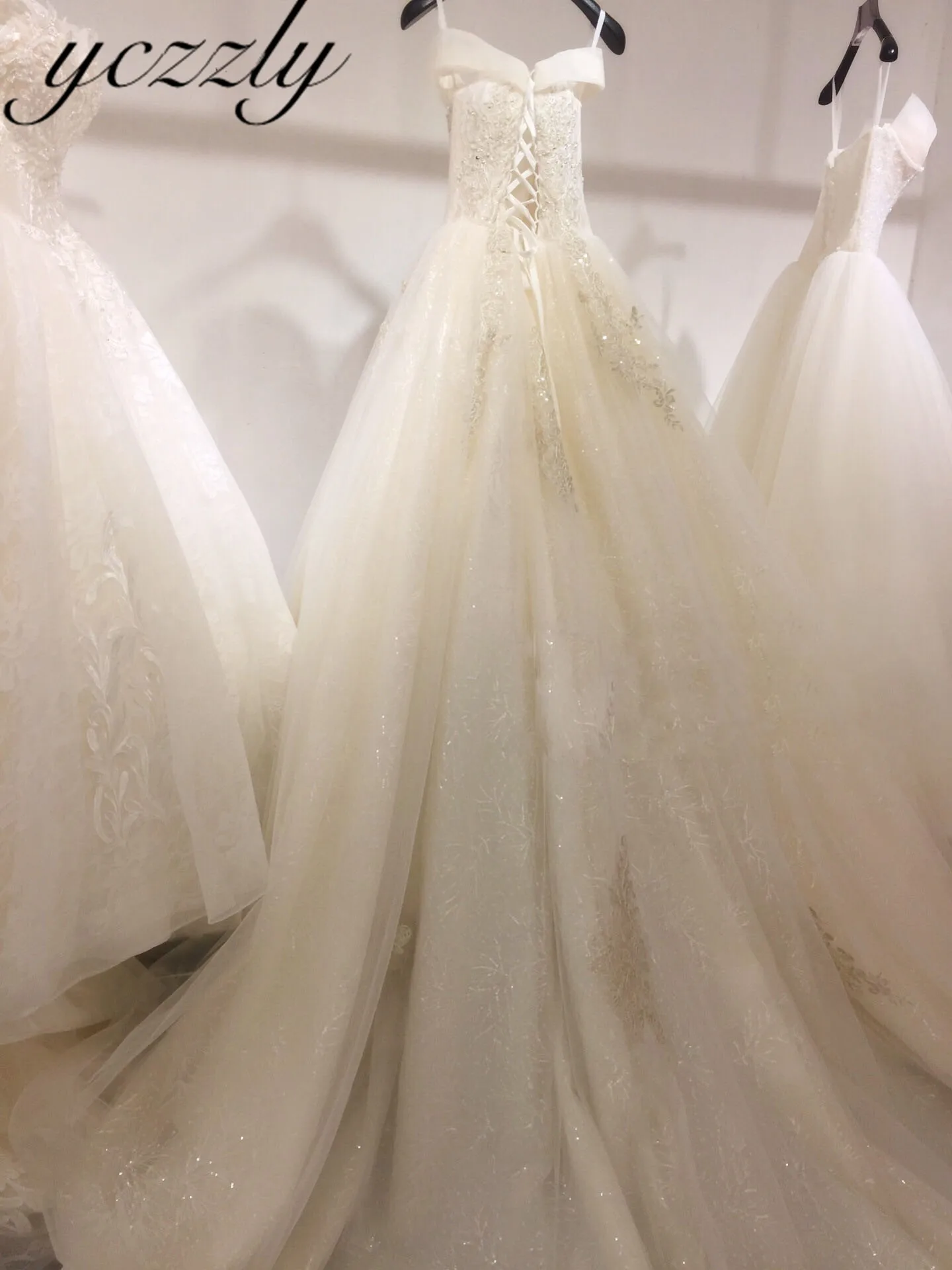 Robe De Mariage Великолепные Аппликации кружевные со стразами Свадебные платья для невесты Большие размеры длинное платье для невесты W81