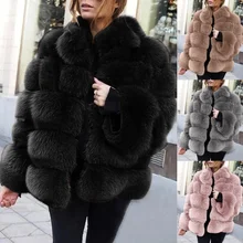 Manteau en fausse fourrure pour femme, vêtement court, chaud et moelleux, veste épissée en fausse fourrure, grande taille, collection automne 2021