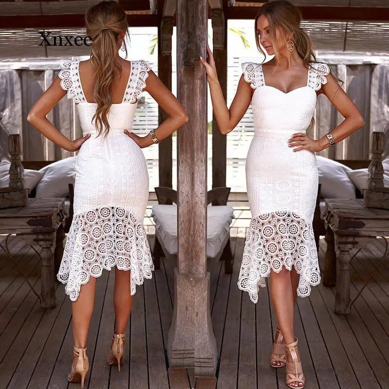 

Sexy Bodycon Lace Mermaid Dress Women Floral Hollow Patchwork Long Ruffle Street Lady Vestidos Evening Party Gown Woman Clothes