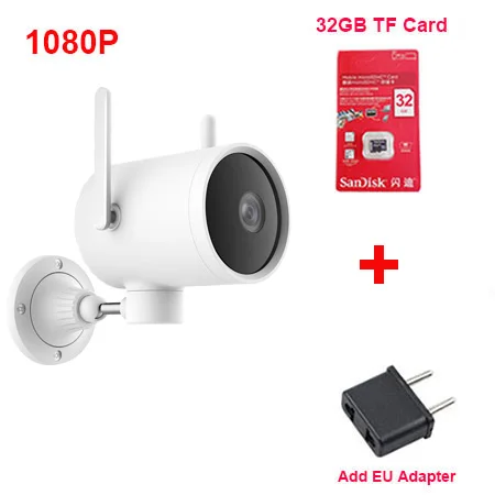 Add EU 32G card Xiaomi уличная камера водонепроницаемая 270 угол 1080P беспроводная wifi веб-камера H.265 ночное видение голосовой вызов Будильник МОНИТОР с MiHome - Цветной: Add EU 32G card