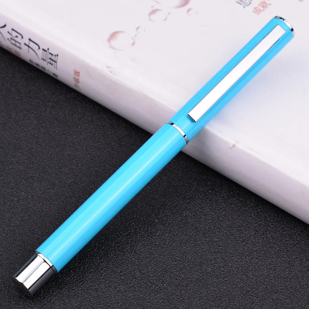 Light Blue 1 шт металлическая шариковая ручка 1,0 мм черная чернильная шариковая ручка гелевая ручка для деловых подписей канцелярские принадлежности Школьные офисные принадлежности подарок - Цвет: Light Blue