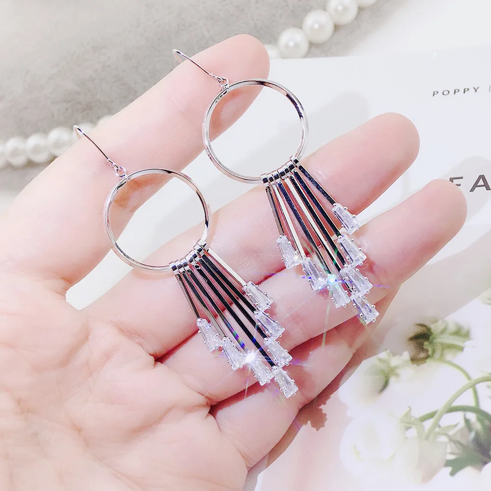 

YUN RUO Normcore Cubic Zircon Stone Tassel Earring Hook S925 Silver Pin Hypoallergenic Woman Fashion Jewelry Gift Drop Shipping