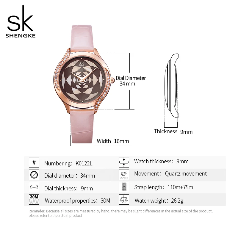 ShengKe Брендовые женские часы Кожа Кварцевые водонепроницаемые женские наручные часы Дамская мода кристалл циферблат часы Reloj Mujer подарок