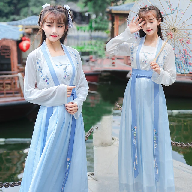 Hanfu Women Dress Chinese Style Fairy Princess vintage Traditional Female  Clothes Ancient Classical Dance Costumes