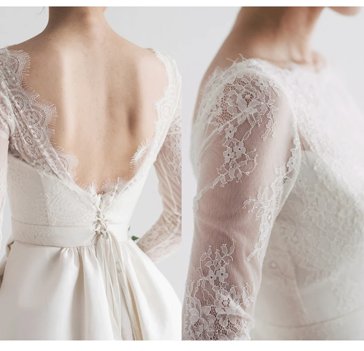 vestido de noiva шикарная свадьба платья трапециевидной формы с длинными сатиновое свадебное платье vestido de noiva индивидуальный заказ свадебное платье, новинка