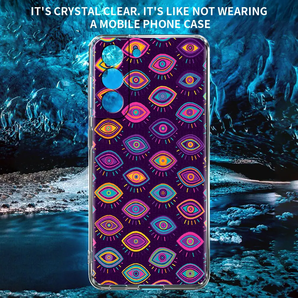 Evil Eye Illustrations Clear Phone Case For Samsung Galaxy S20 FE S21 Ultra S10 Plus 5G S10e S9 S8 S7 Anti-knock Silicone Cover