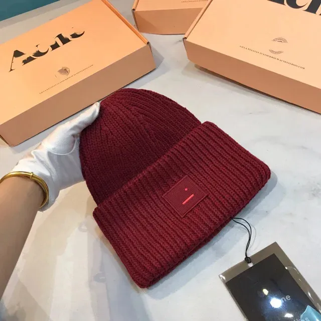 AC Studios Smiling face Beanie Skull Caps knitted Cashmere Eye Warm Couple Lovers Acne Hats Tide Street Hip-hop Wool Cap Adult