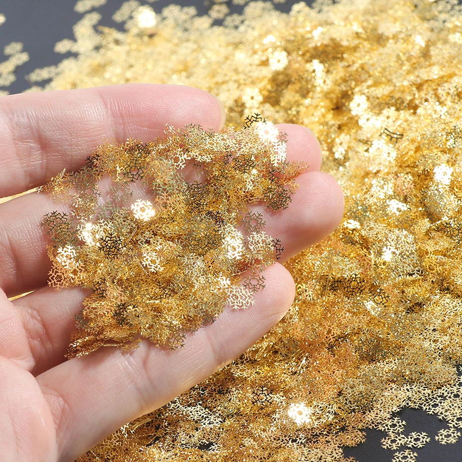 120pcsbox 3D Alloy Flakes Nail Art Decorations Gold Star Moon Snowflake Metallic Sequins Paillete Manicure Accessories BE970-C (4)