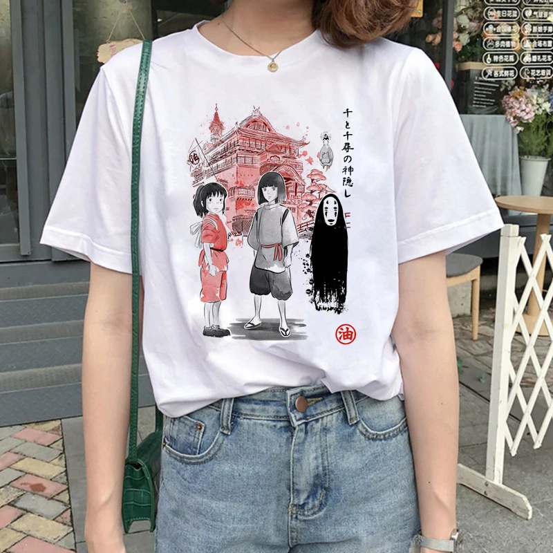 Футболка Тоторо со спиральными усами женская уличная футболка с героями мультфильмов новая футболка женская японская одежда ulzzang Футболка Топ футболки ulzzang