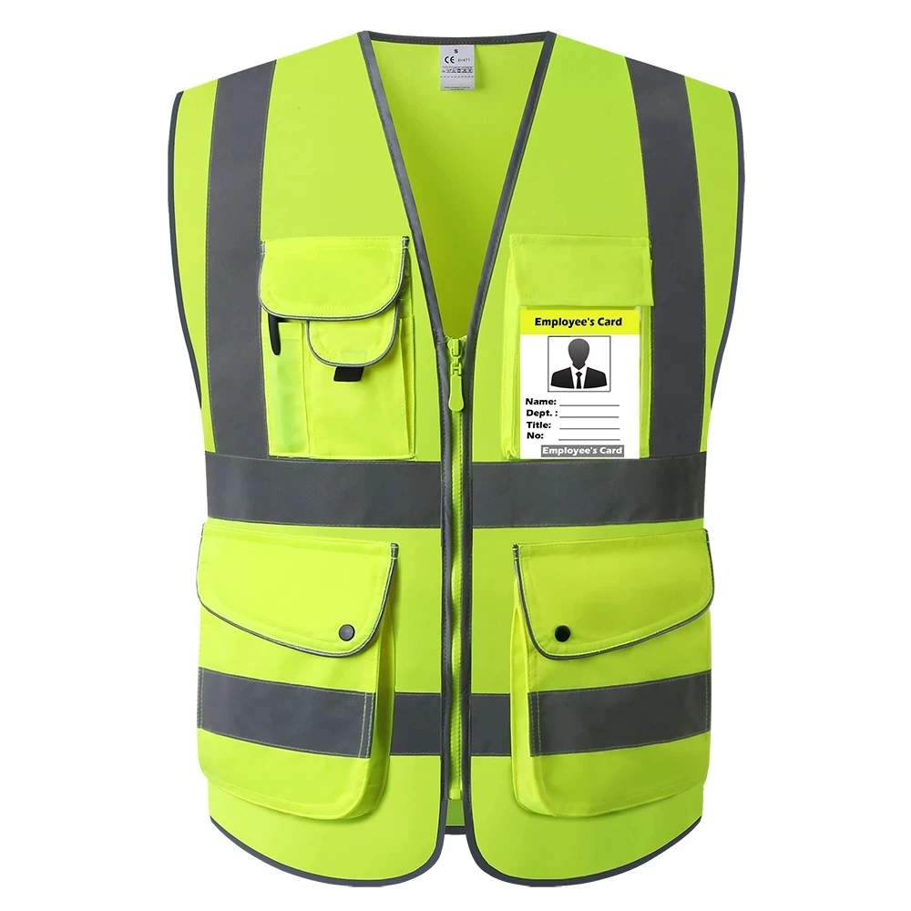 Hi Safety Vis Vests High Work Visibility Yellow Orange Waistcoat Pockets Vest UK 