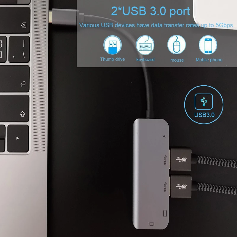 Type C концентратор USB C к HDMI 4K USB 3,0 адаптер с USB C PD Зарядка конвертер ключ для Macbook Pro DELL samsung S9 S10