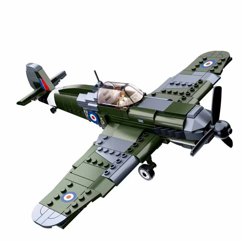 WW2 мировая война Военная серия британский истребитель Spitfire солдат фигурки строительные блоки игрушки для детей Подарки
