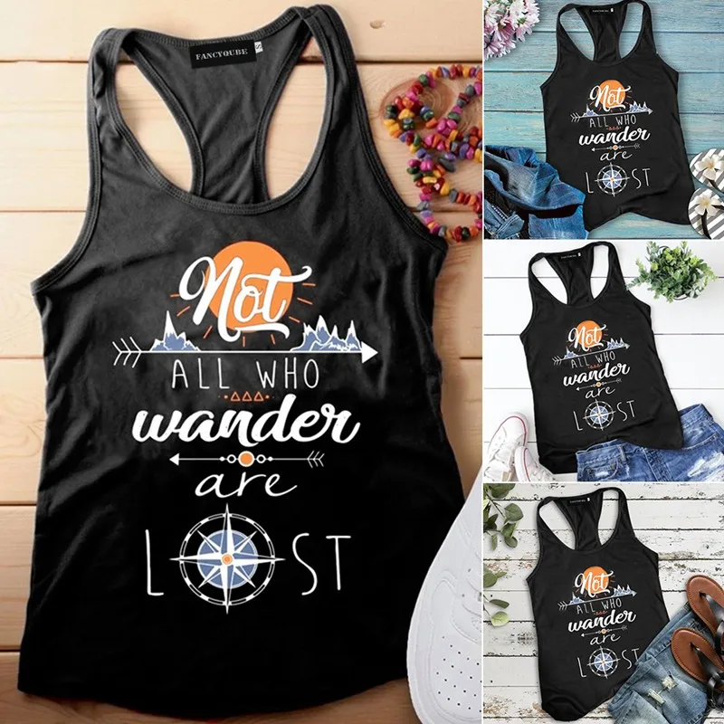 Не все, кто Wander Are Lost, футболка с буквенным принтом топы на бретелях, жилет летние пикантные Короткие топы, футболки, модные Топы Harajuku