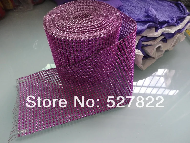 4.5x10 Yards 24 Row DIAMOND MESH WRAP ROLL SPARKLE RHINESTONE Crystal Ribbon x GoldBlackPinkSilverGoldRose Purple15.JPG