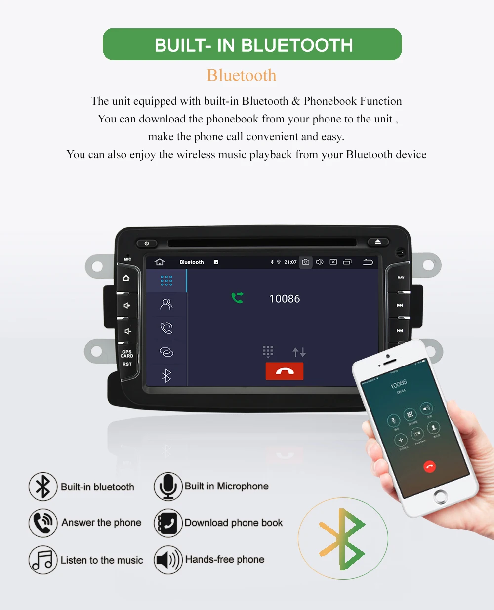 Sale Bonroad 7" Android 9.  GPS Navigation Radio Car DVD Player For Renault Dacia  Duster Logan Sandero Stereo Car Multimedia Player 7