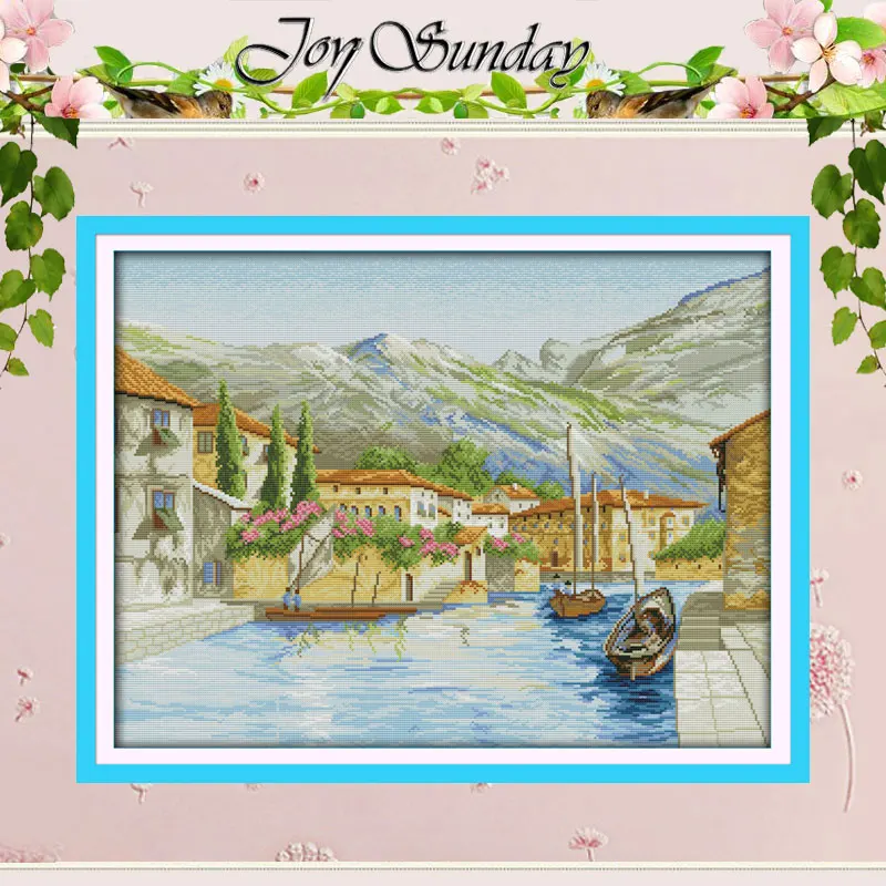 

Вышивка крестиком 11CT 14CT с мотивом города озера