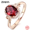 ZDADAN 925 Sterling Silver Big Oval Ruby Zircon Ring For Women Temperament Jewelry Accessories Gift 4