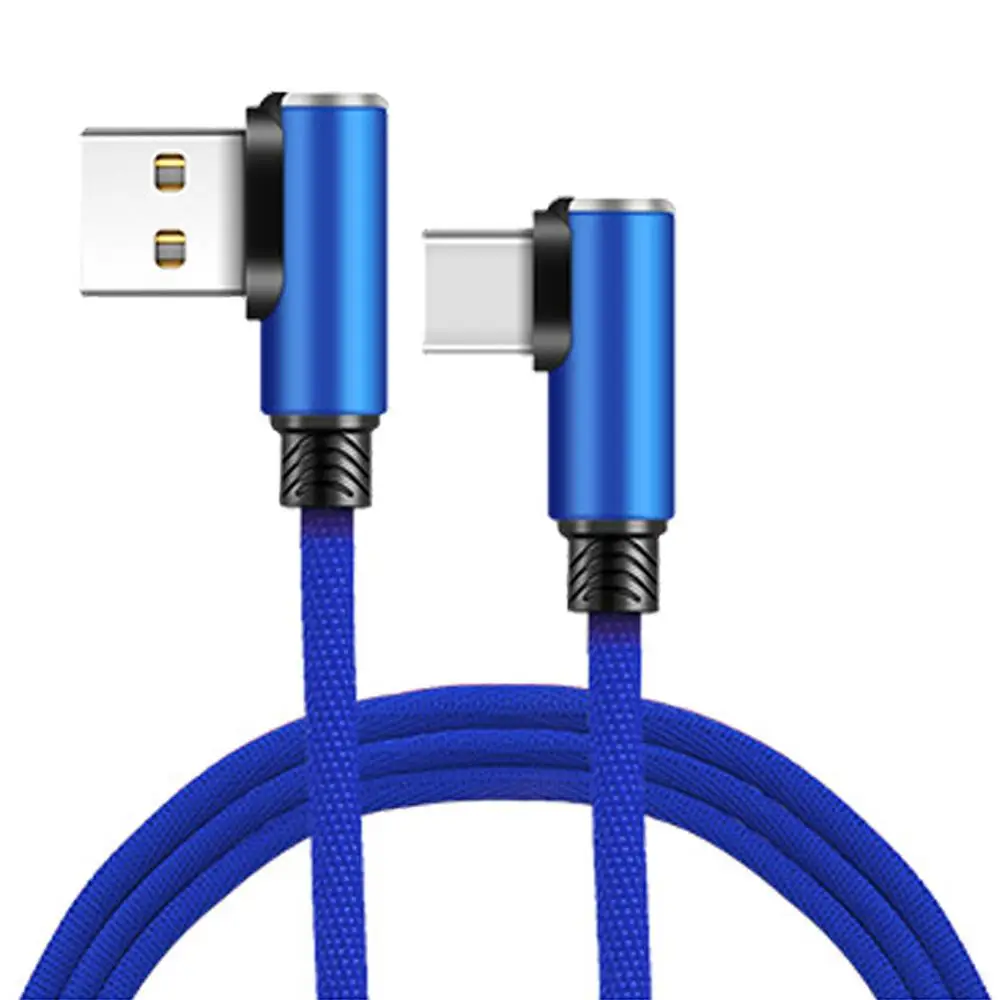 Синий NATTHSWE usb type C 90 градусов быстрая зарядка usb c кабель type-c кабель для передачи данных зарядное устройство usb-c для samsung S9 s8 Note 9 huawei mate P30 - Цвет: Синий
