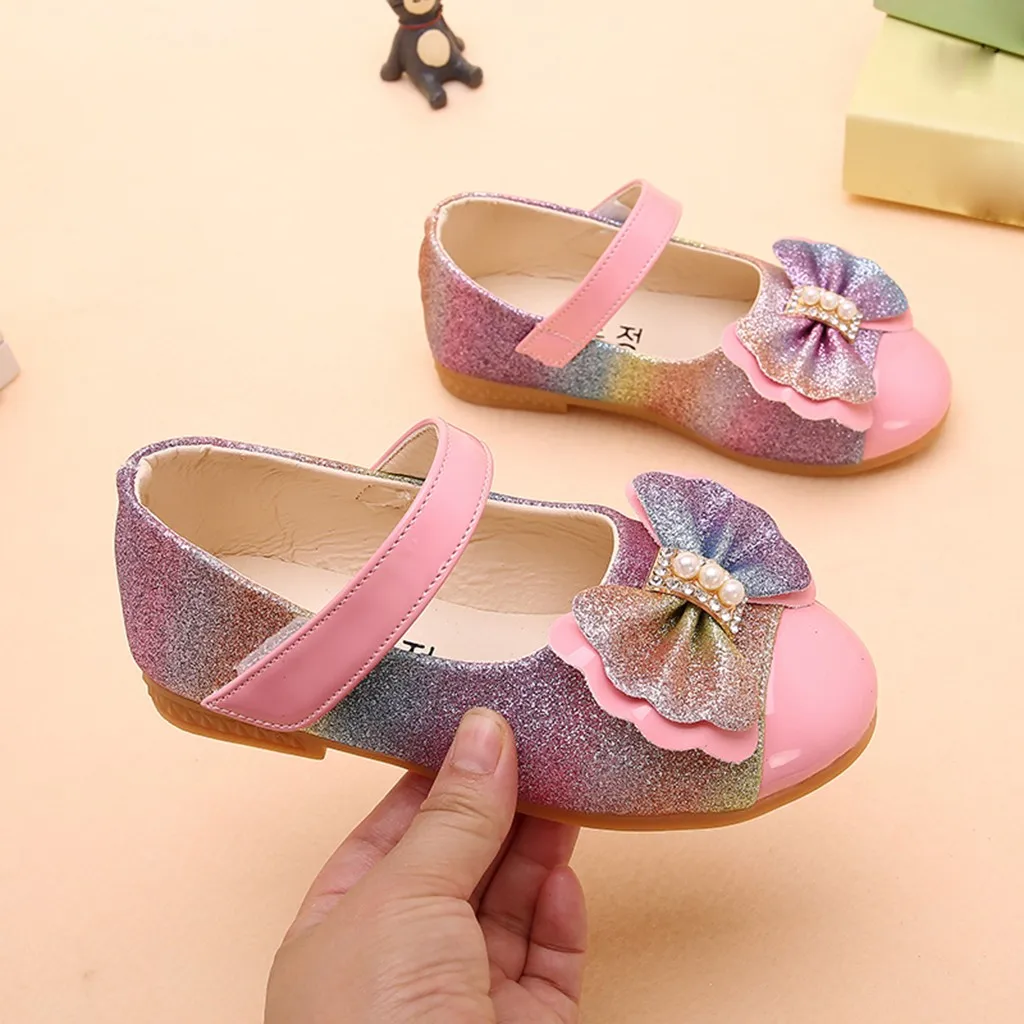 Kids Shoes For Girls Shoes Children Kids Casuals Shoe Baby Girl Pearl Bowknot Bling Single Princess Casual Shoes Zapatillas Nino