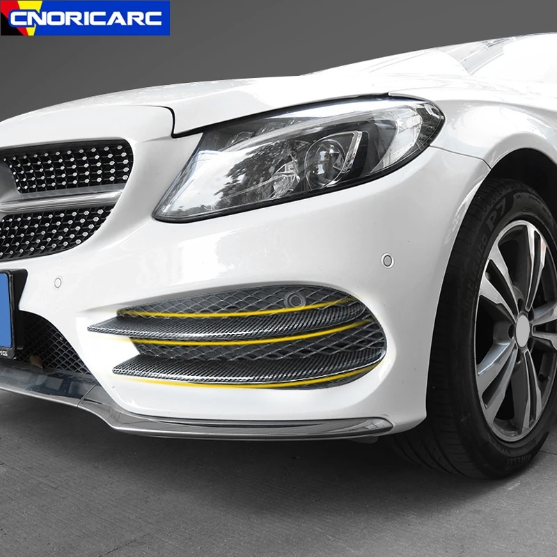 

Car Styling Head Fog Lamp Grille Slats Cover Sticker Trim For Mercedes Benz C Class W205 2015-2018 Exterior Accessories