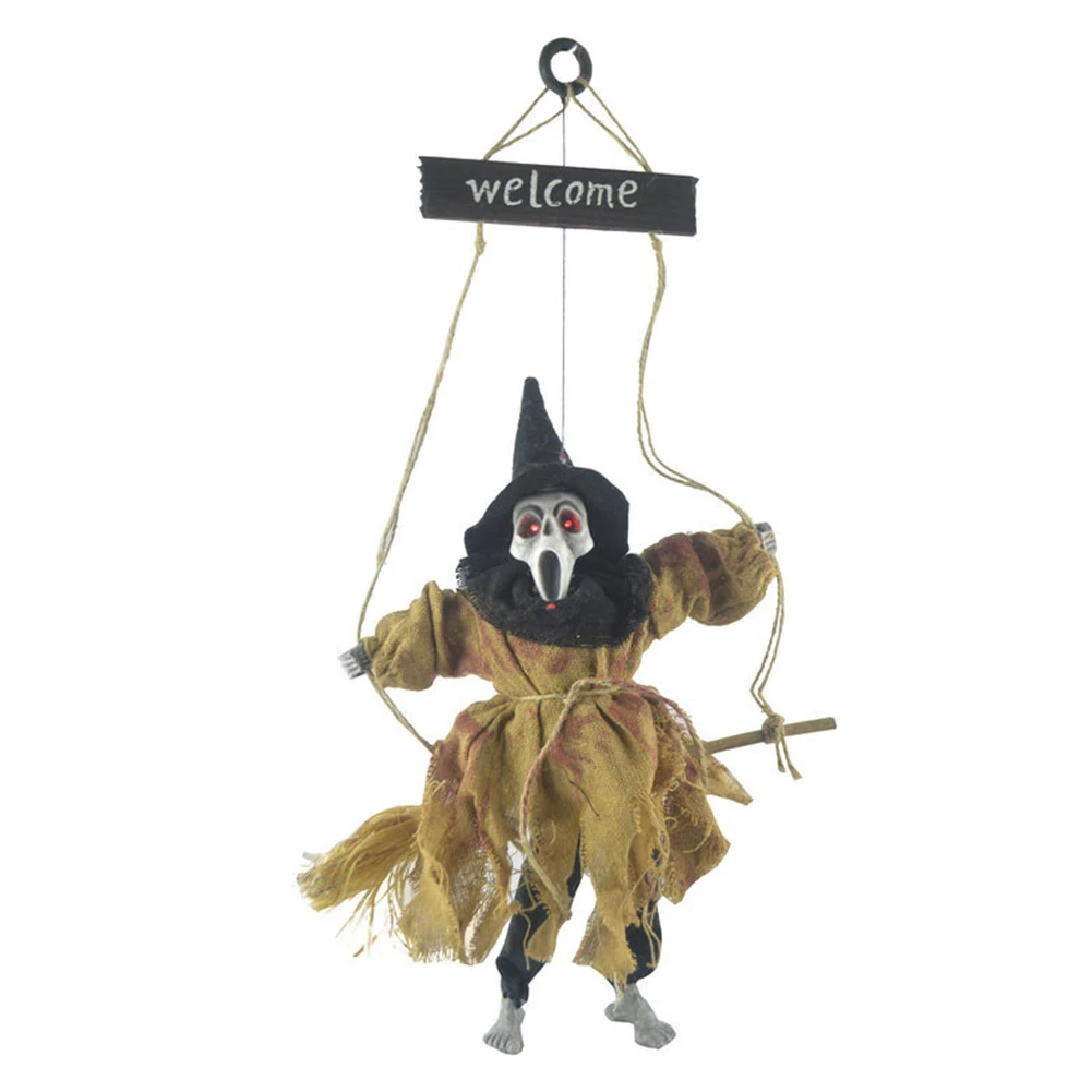 

Party Halloween Doll Pendant Scary Ornament Sound Hanging Witch Decoration Props Devil Glowing Ghost Non Woven