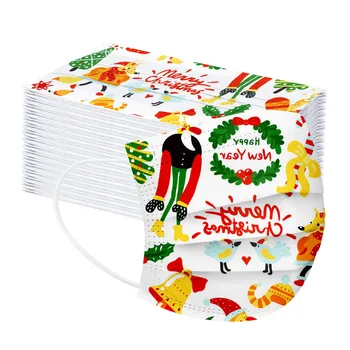 

50PCS Christmas Disposable 3-Layer Mouth Masks Christmas Masque For Children Protective Face Masks Mascarilla Lavable Masks