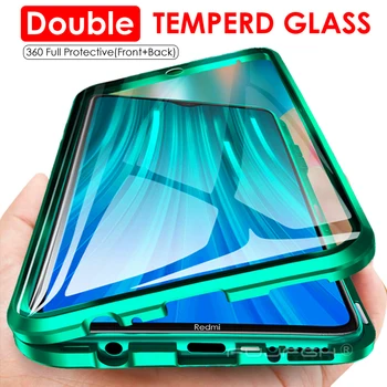 

Double Sided Tempered Glass Magnet for Xiaomi Redmi Note 9s 8 7 K20 K30 Pro 8 8A Mi 9T 10 Pro 360 Full Protection Flip Cover