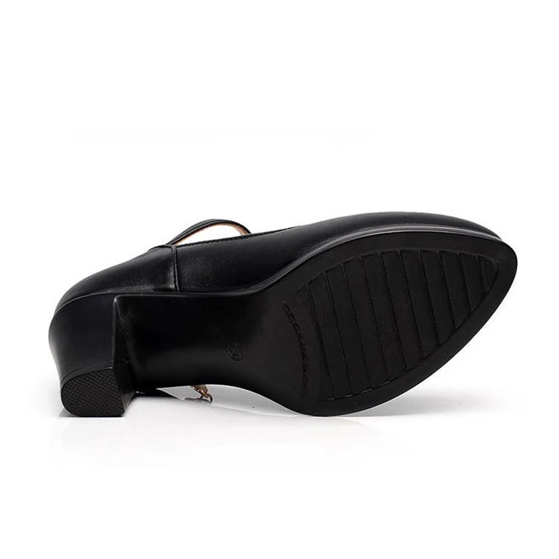 TIMETANGPlus/Size35-43 женская обувь из натуральной кожи г., весенние туфли-лодочки на среднем каблуке, женская обувь на платформе черная обувь, 1203