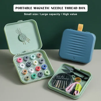 

Travel Home Small Magnetic Sewing Box Sewing Thread Needle Threader Scissors Kit UD88