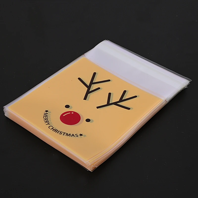 Elk Self Adhesive Christmas Cookie Cellophane Gift Treat Candy Bags Pack of 50 pcs