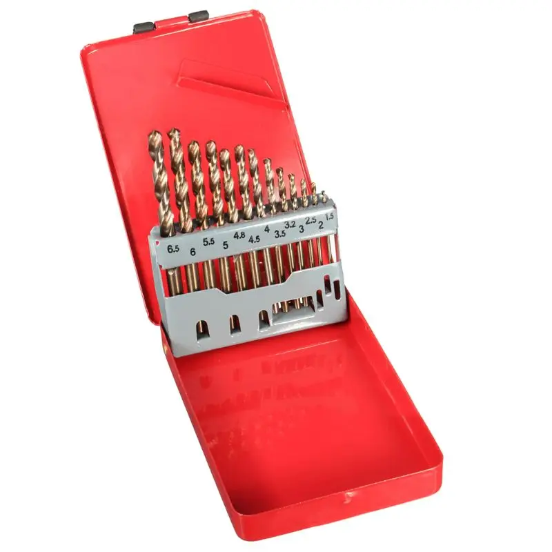 

13 Pcs Metric M35 HSS Multipurpose Twist Drill Bit Set with Metal Index Case