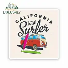 EARLFAMILY 13cm x 13cm for California Surf Surfing RV VAN 3D DIY Fine Decal Vinyl JDM Bumper Trunk Truck Graphics Accessories