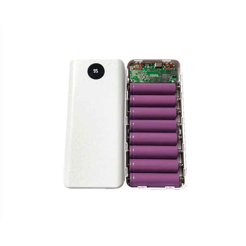 White No Battery QC 3,0 Быстрая зарядка USB внешний аккумулятор корпус зарядное устройство коробка светодиодный цифровой дисплей светильник 8x18650 зарядное устройство для Xiaomi - Цвет: White No Battery