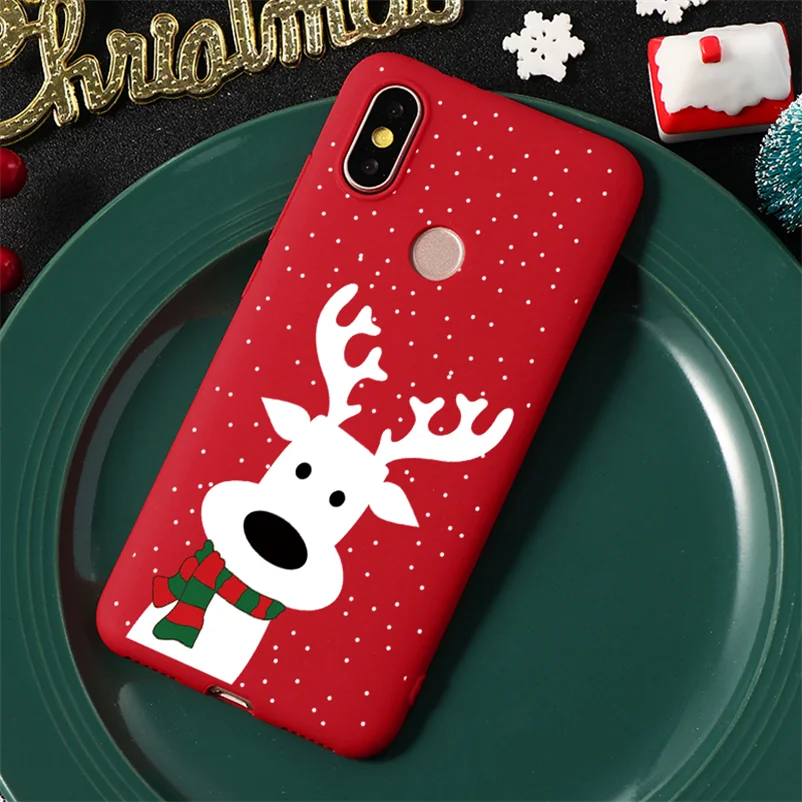 Красный матовый Рождество чехол для Xiaomi mi 8 Lite 9 SE 9T A3 A1 5X A2 CC9 CC9e F1 для Red mi 7 6A 7A S2 K20 Примечание 5 5A 6 7 8 Pro крышка - Цвет: luweijin