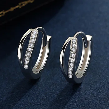 

Geometric Crystal Hoop Earrings 925 Sterling Silver Earring For Women 2020 New Korea Fashion Jewelry
