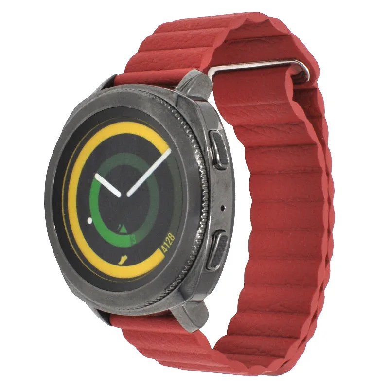 

leather strap for Samsung Gears2 Sport Smart Watch Cortical Ring Watch Band 20mm Magnetic Absorption Leather Wrist Band