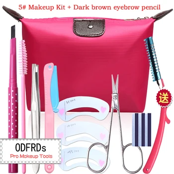 

makeup set Eyebrow pencil+Tweezers+brushes+Trimmer+Eyebrow mold+Cosmetic scissors+blade+Bag make up kit 2034