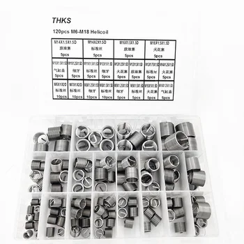 

120pcs Thread Repair Stripped Inserts Kit M6-M18 Helicoil Stainless steel Silver