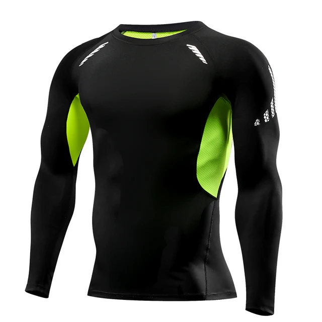 Men Compression Running T Shirt Fitness Tight Long Sleeve Sport tshirt Training Jogging Shirts Gym Sportswear Quick Dry rashgard L-02
