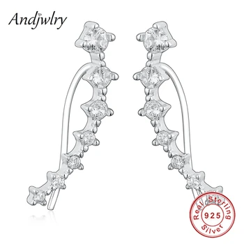 

100% 925 Sterling Silver Sparkling Stud Earrings With Clear CZ For Women Female Earring 925 Silver Berloque DIY Jewelry