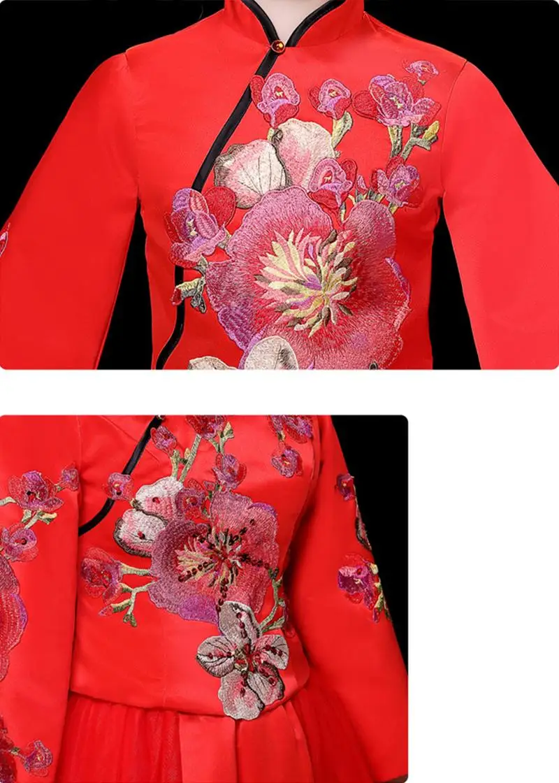 Комплект одежды для мамы и дочки, Qipao Hanfu/ г. Весеннее красное платье комплект из 2 предметов: топ+ юбка одинаковые комплекты для семьи J574