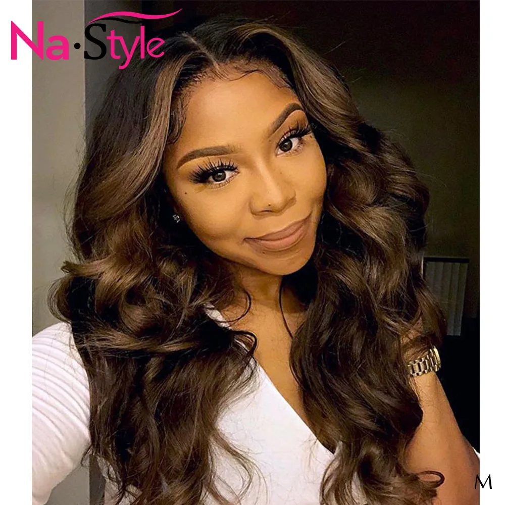 

Ombre Human Hair Wig Glueless Lace Front Human Hair Wig 13x6 Lace Frontal 1B/4 Body Wave Wig Pre Plucked With Baby Hair 130 Remy