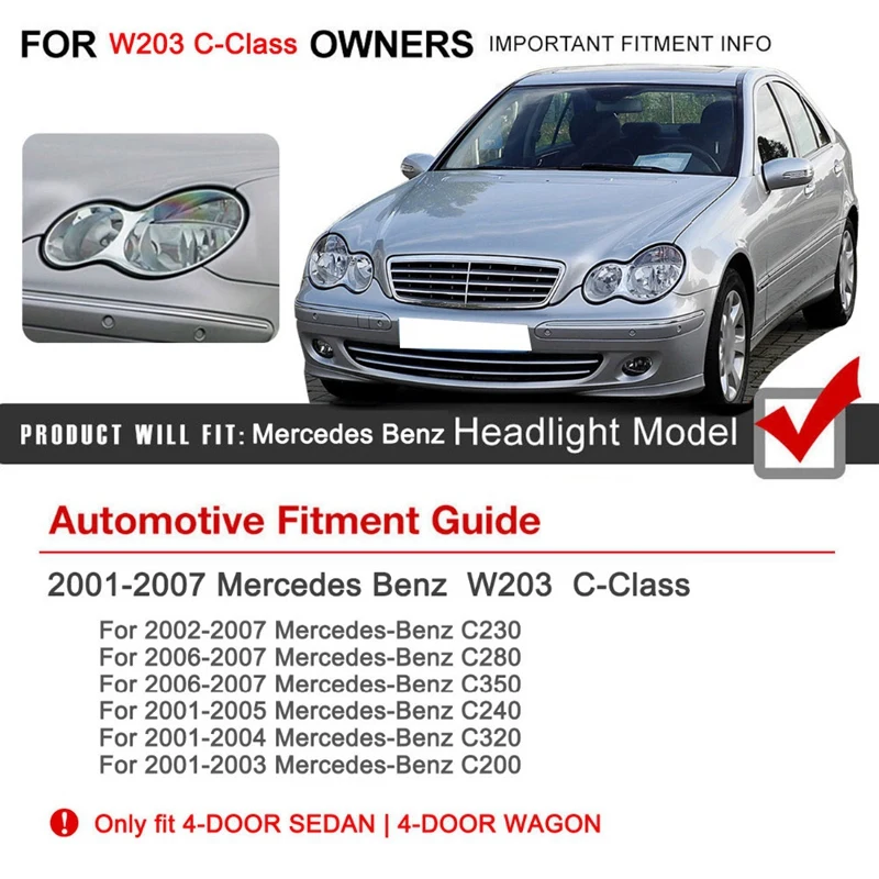 Рассеиватель фары стеклянный абажур противотуманная фара крышка фары Крышка для Mercedes Benz C203 C180 C200 C230 C260 C280 2001-2008
